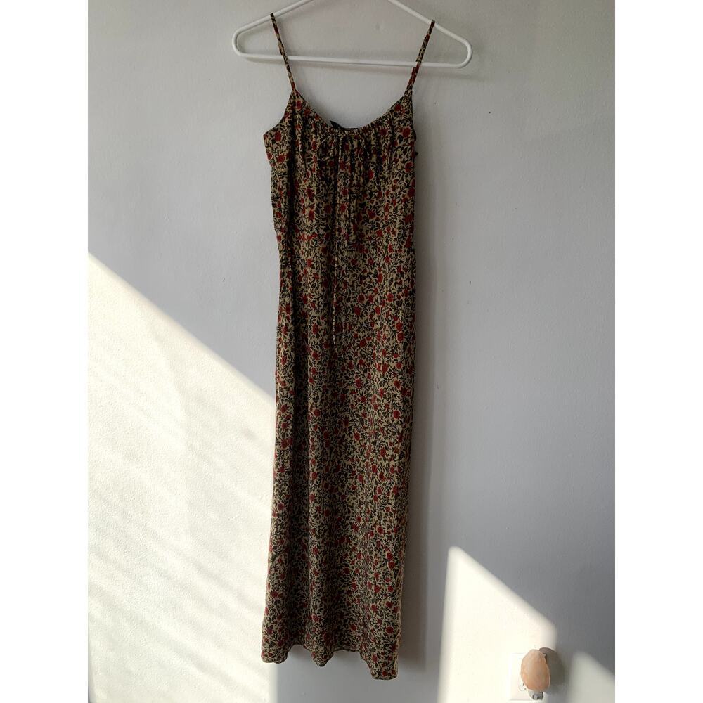Realisation Alba Silk Floral Spaghetti Strap Midi Slip Dress Dahlia Tan - Picture 6 of 13